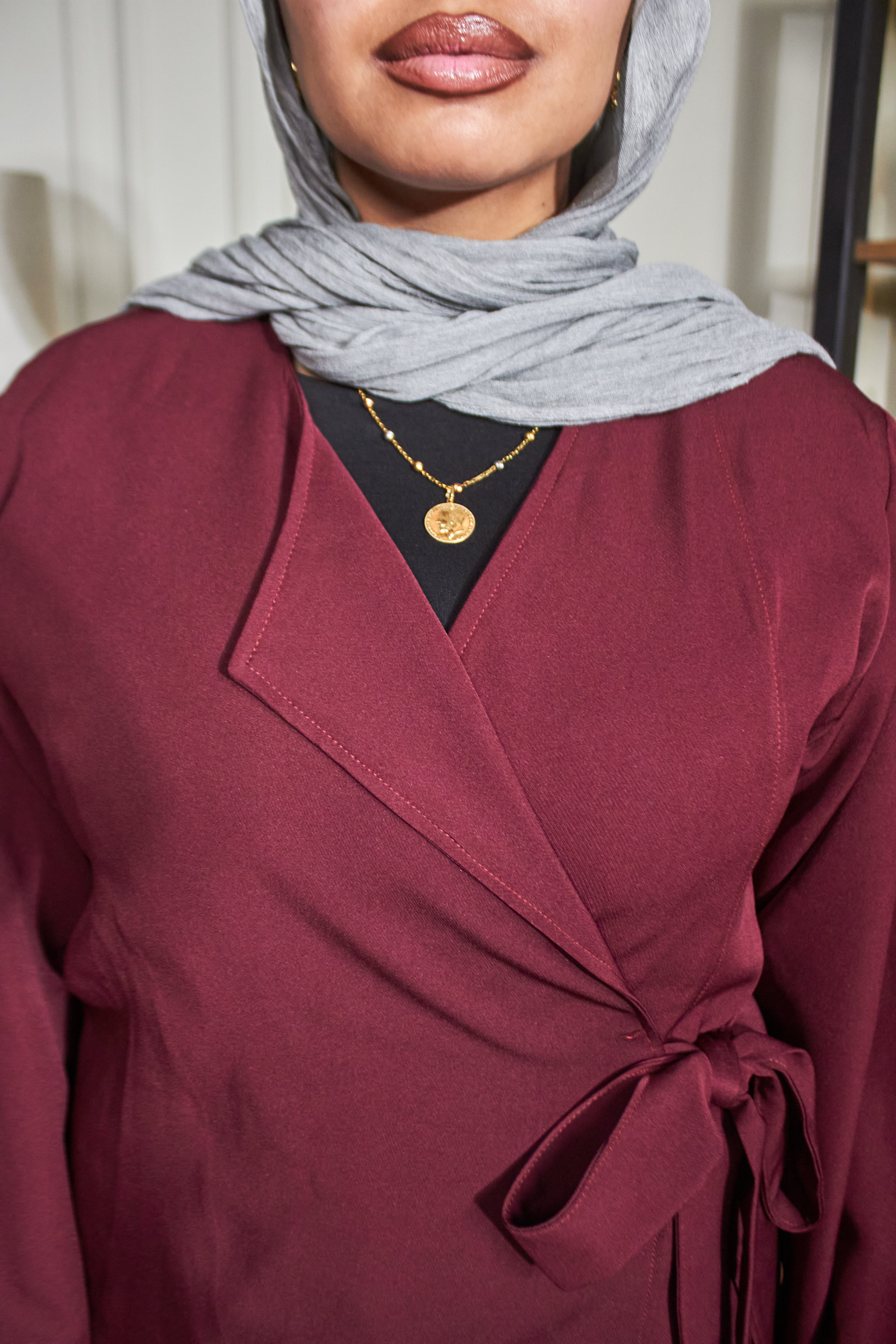 Burgundy Wrap Suit