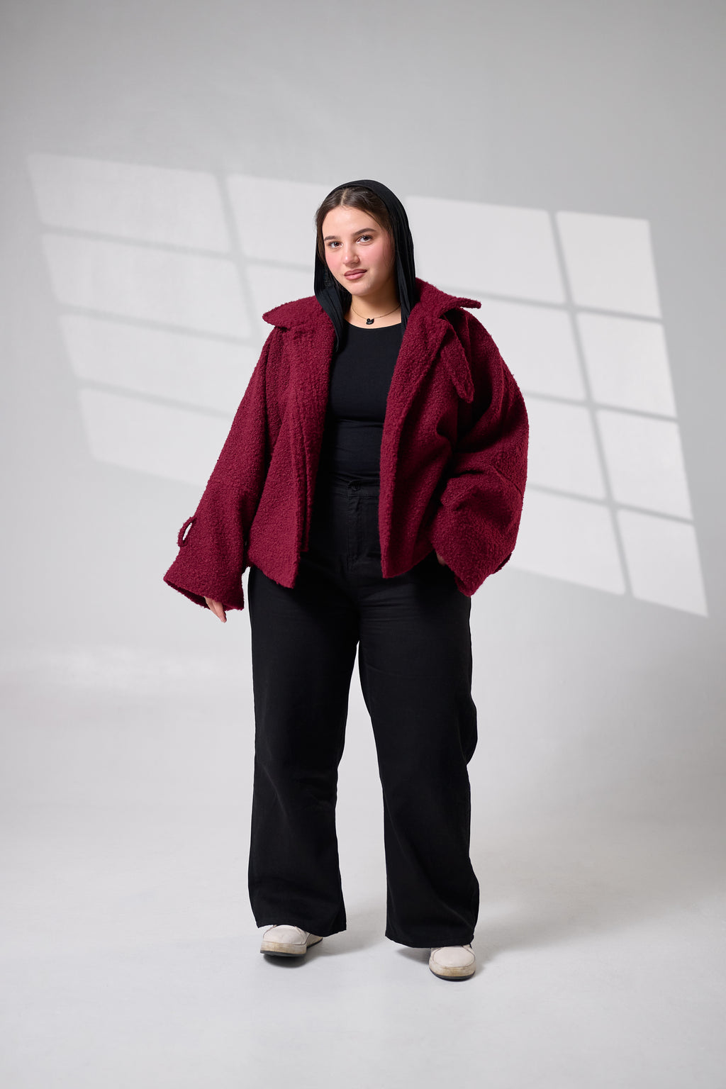 Burgundy Crop Wool Jacket