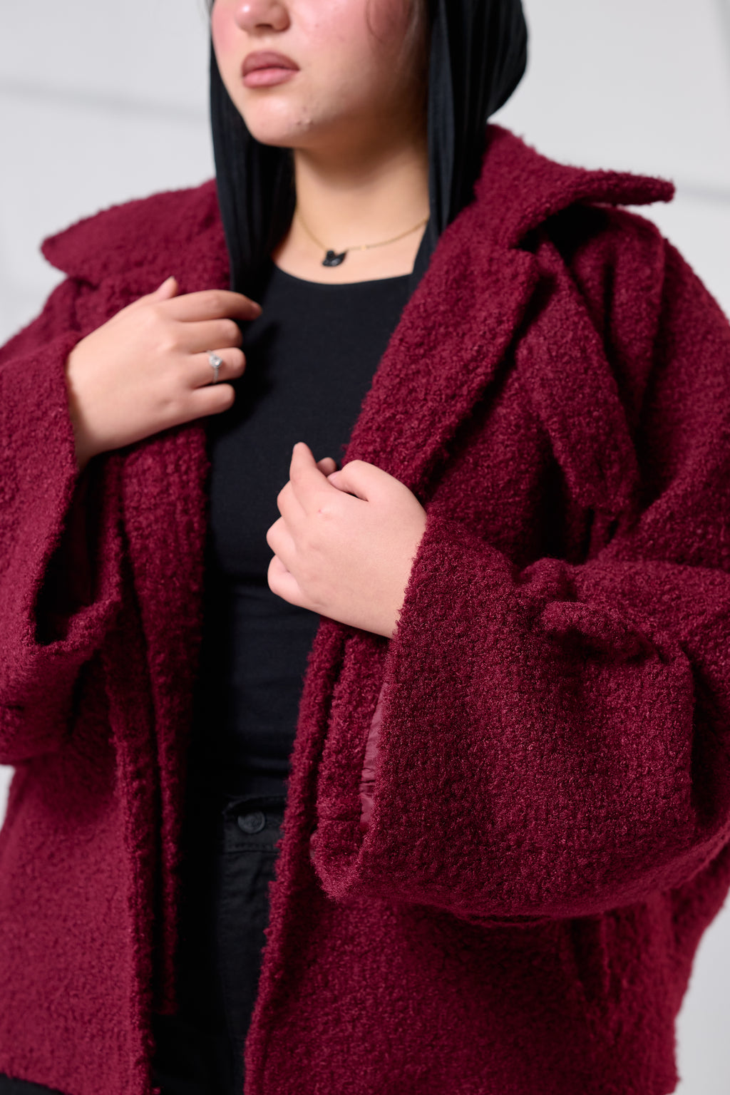 Burgundy Crop Wool Jacket