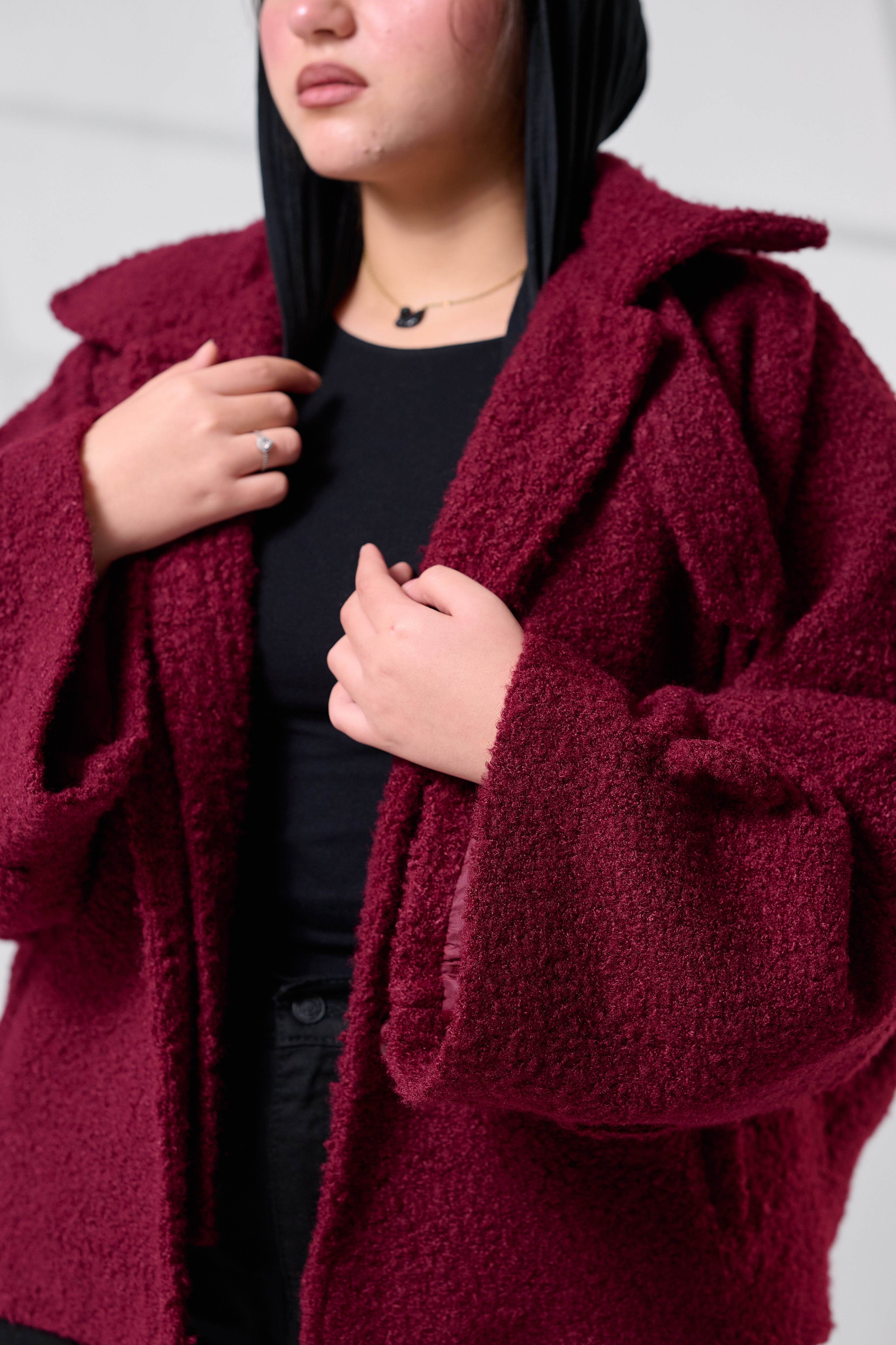 Burgundy Crop Wool Jacket