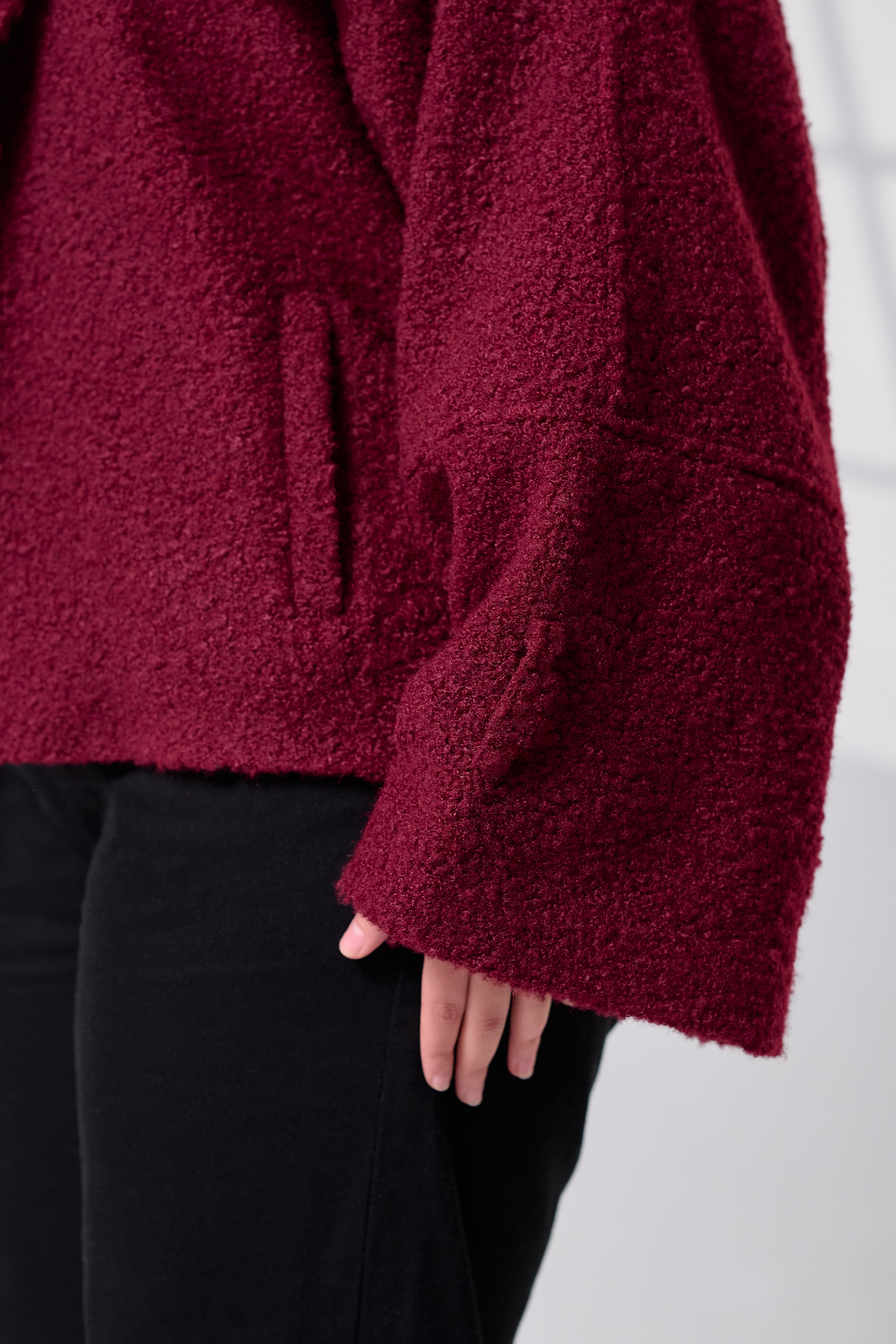 Burgundy Crop Wool Jacket