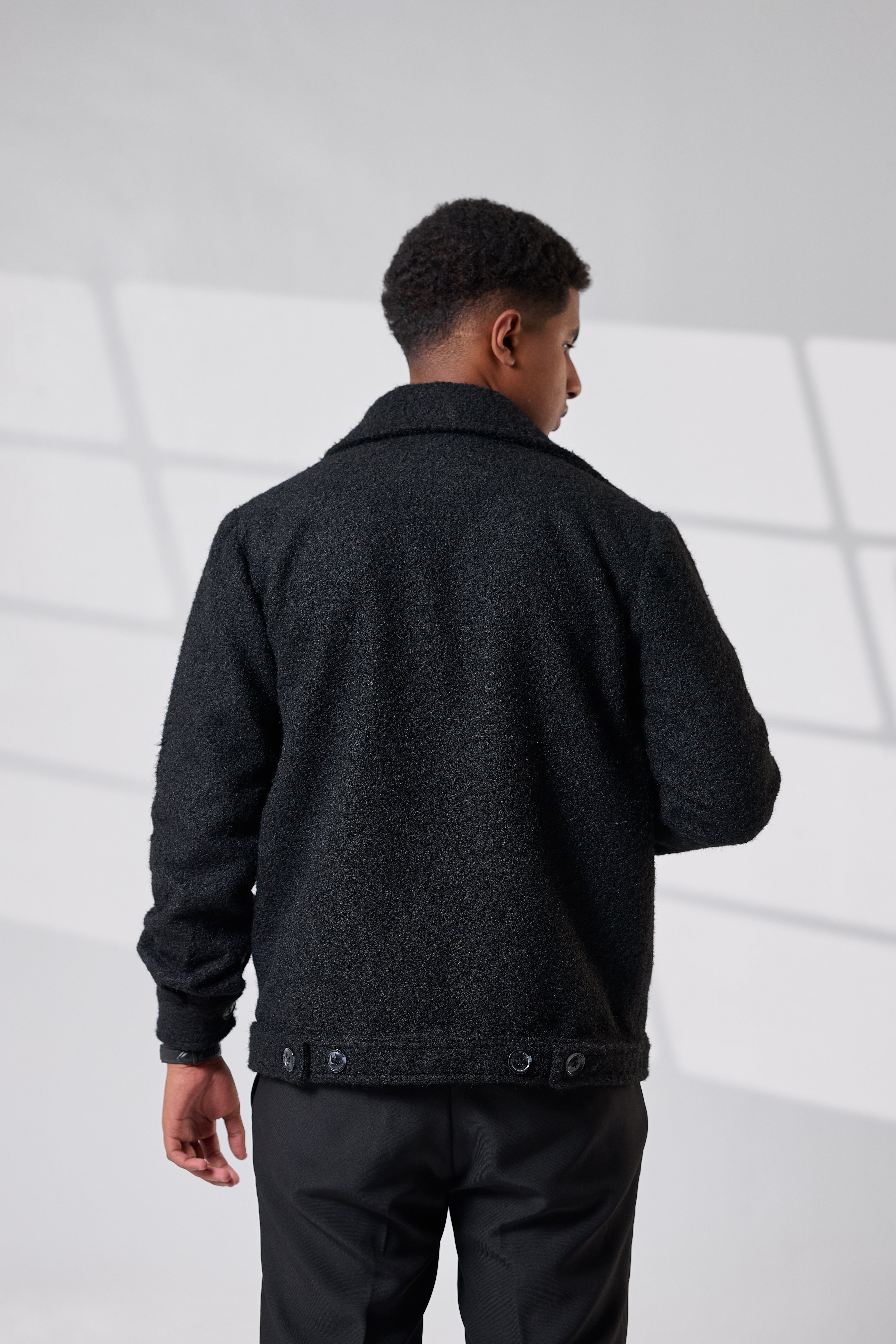 Black Crop Wool Jacket