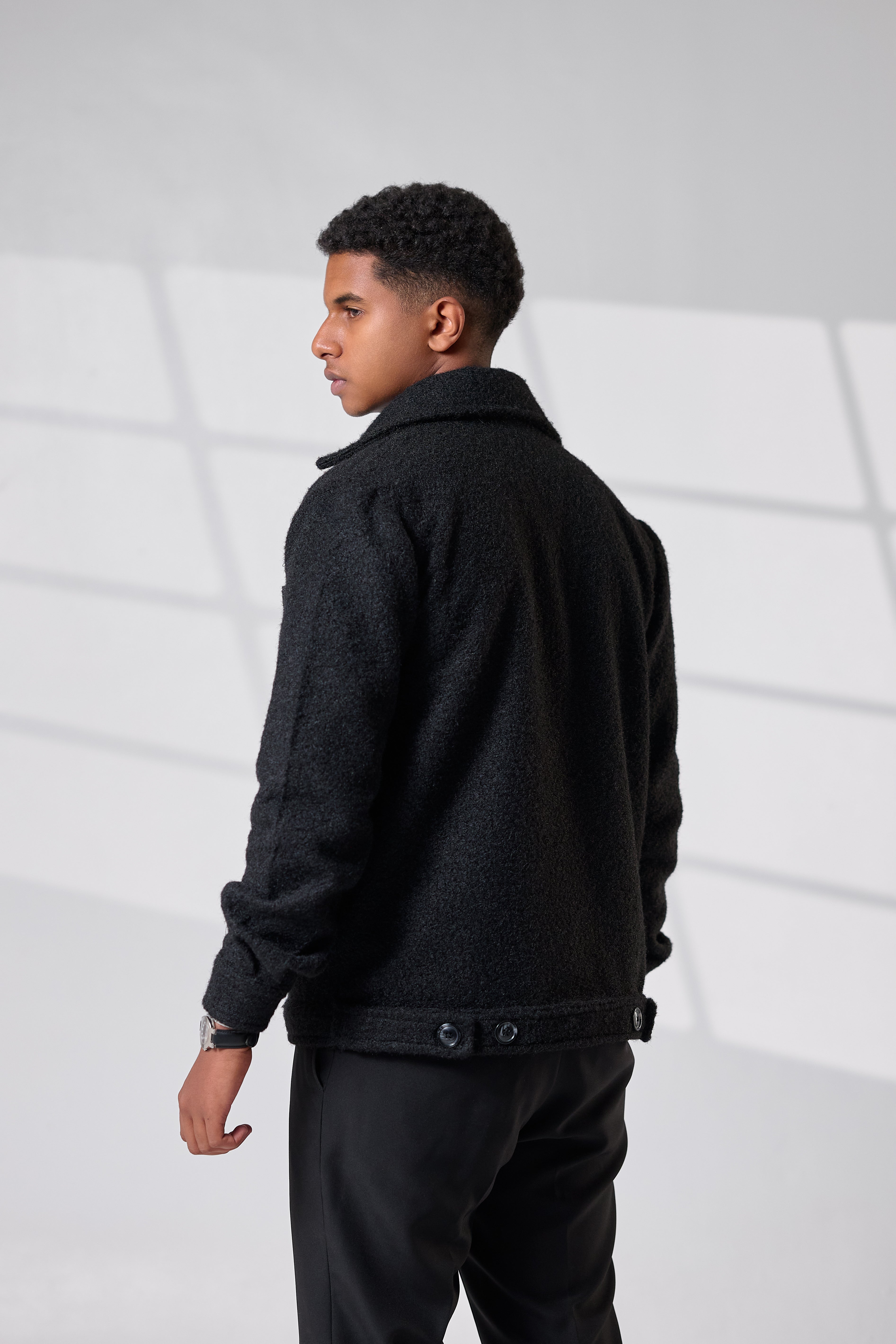 Black Crop Wool Jacket