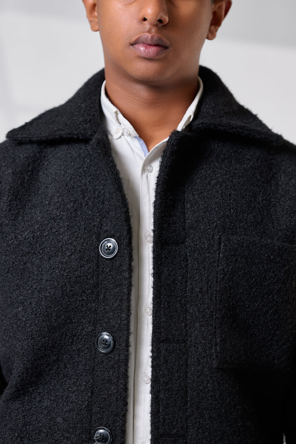 Black Crop Wool Jacket