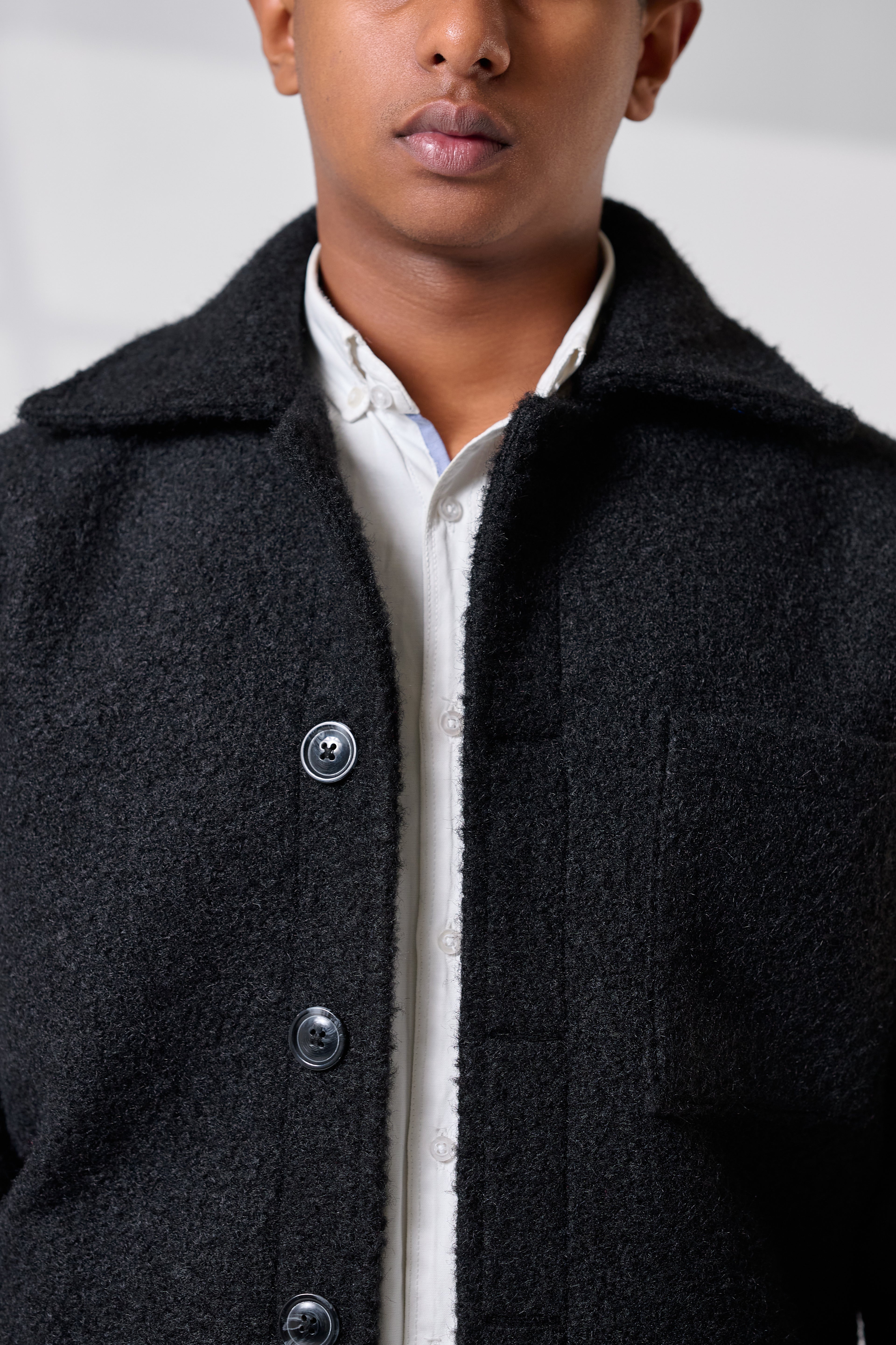 Black Crop Wool Jacket