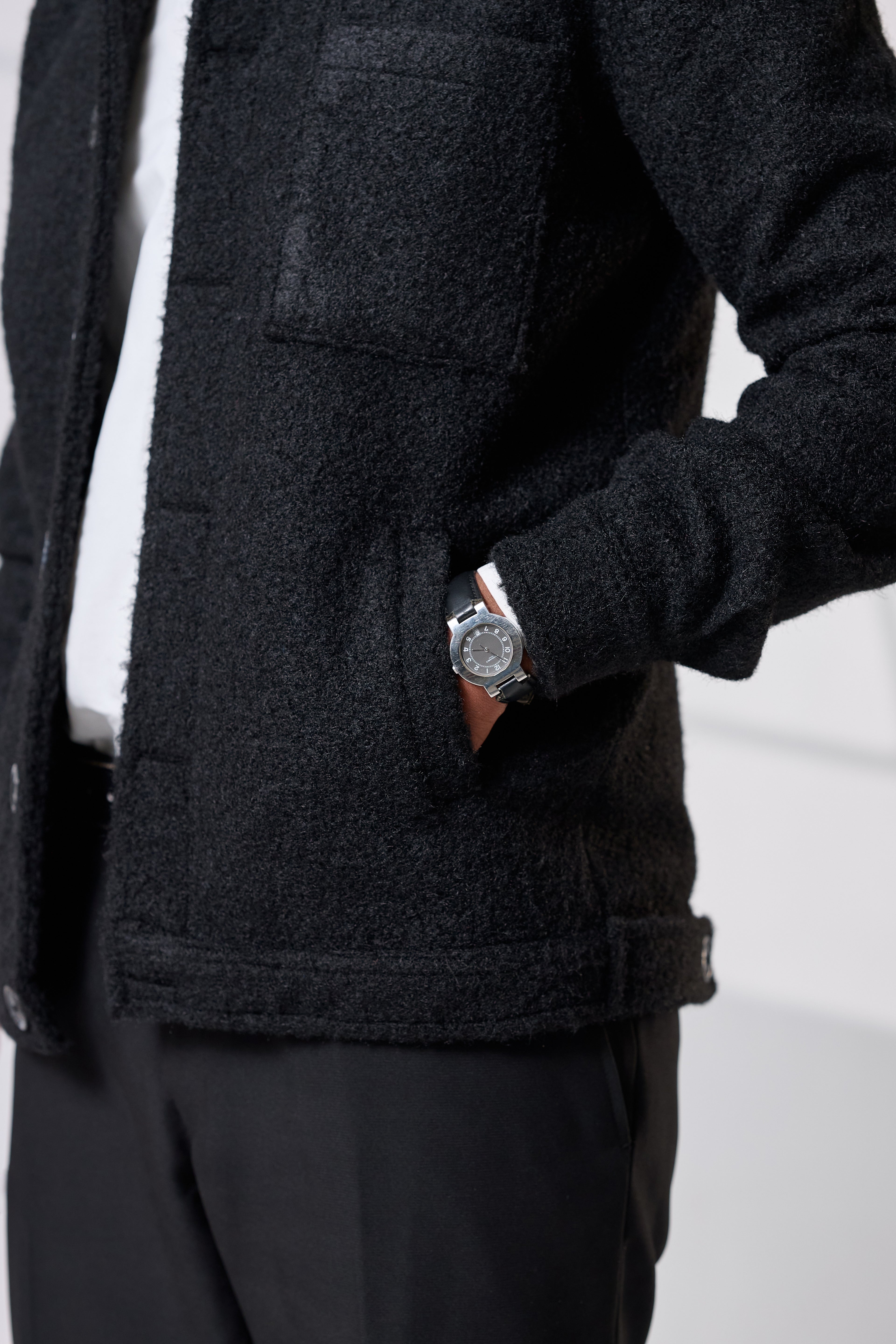 Black Crop Wool Jacket