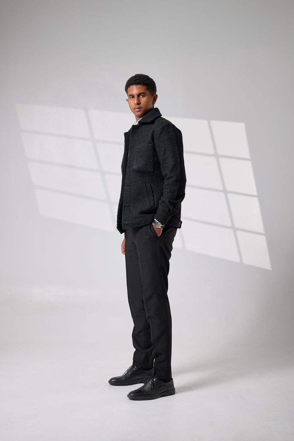 Black Crop Wool Jacket