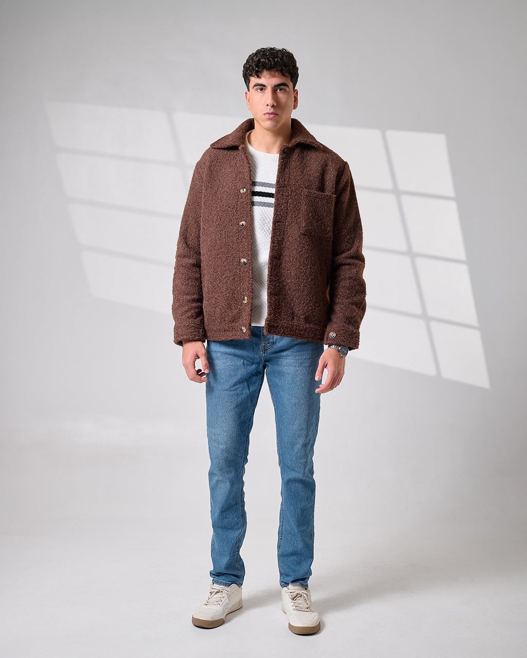 Brown Crop Wool Jacket