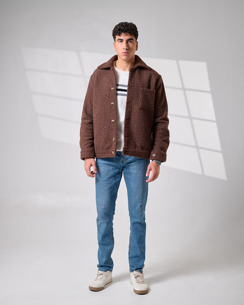 Brown Crop Wool Jacket