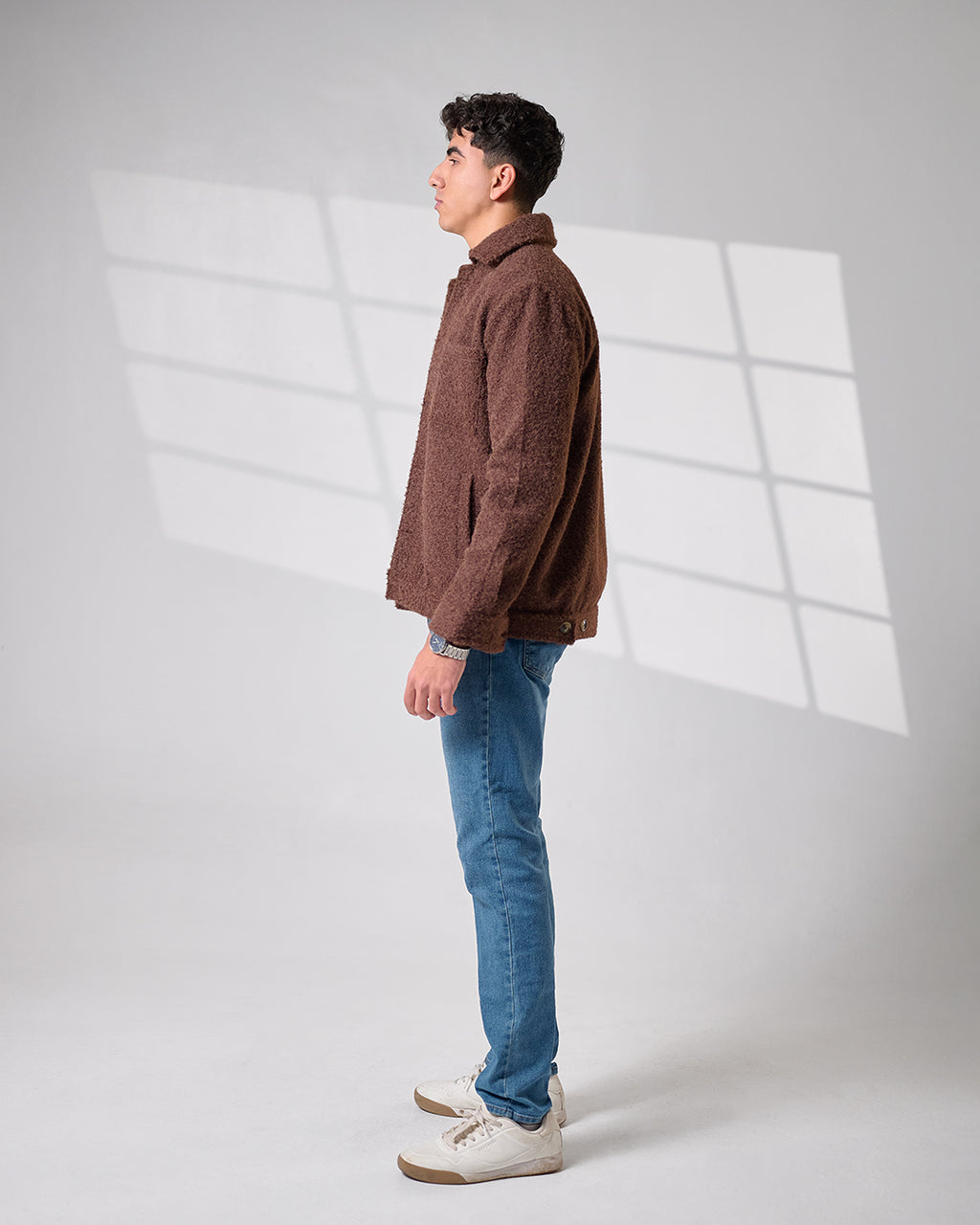 Brown Crop Wool Jacket