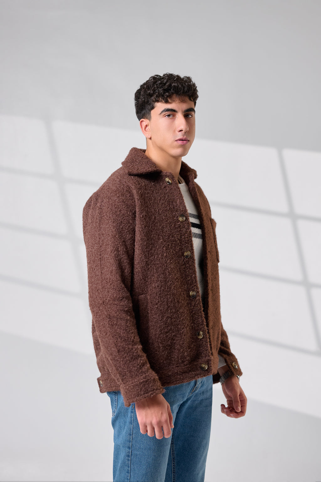 Brown Crop Wool Jacket
