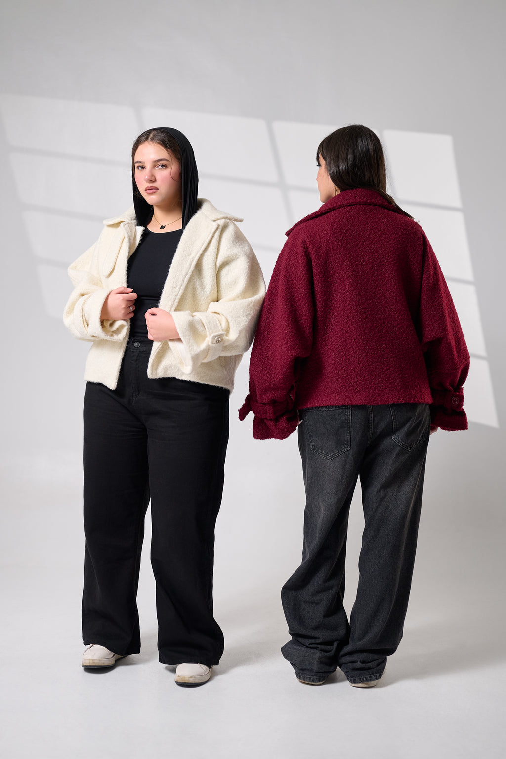 Burgundy Crop Wool Jacket