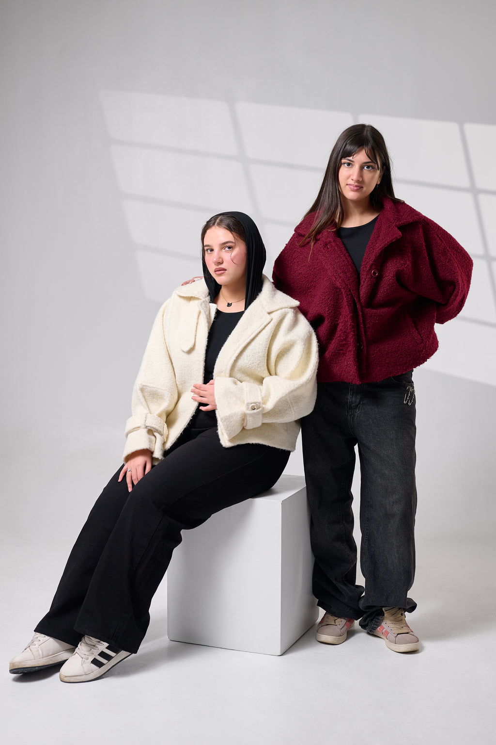 Burgundy Crop Wool Jacket