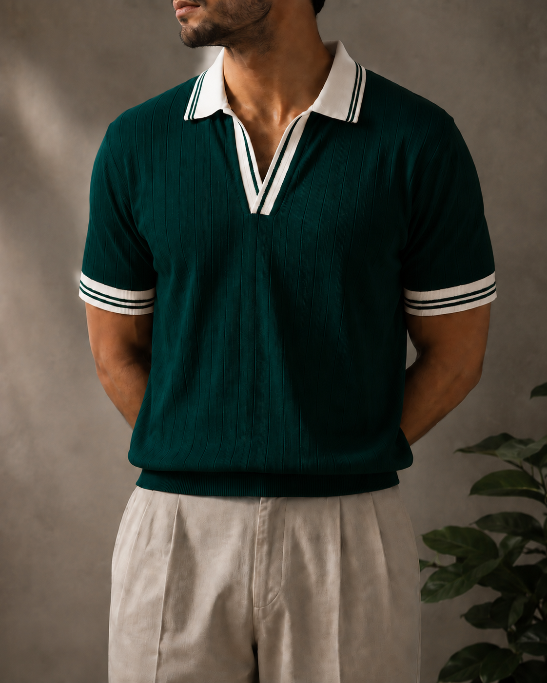 Dark Green Knit Wear T-Shirt