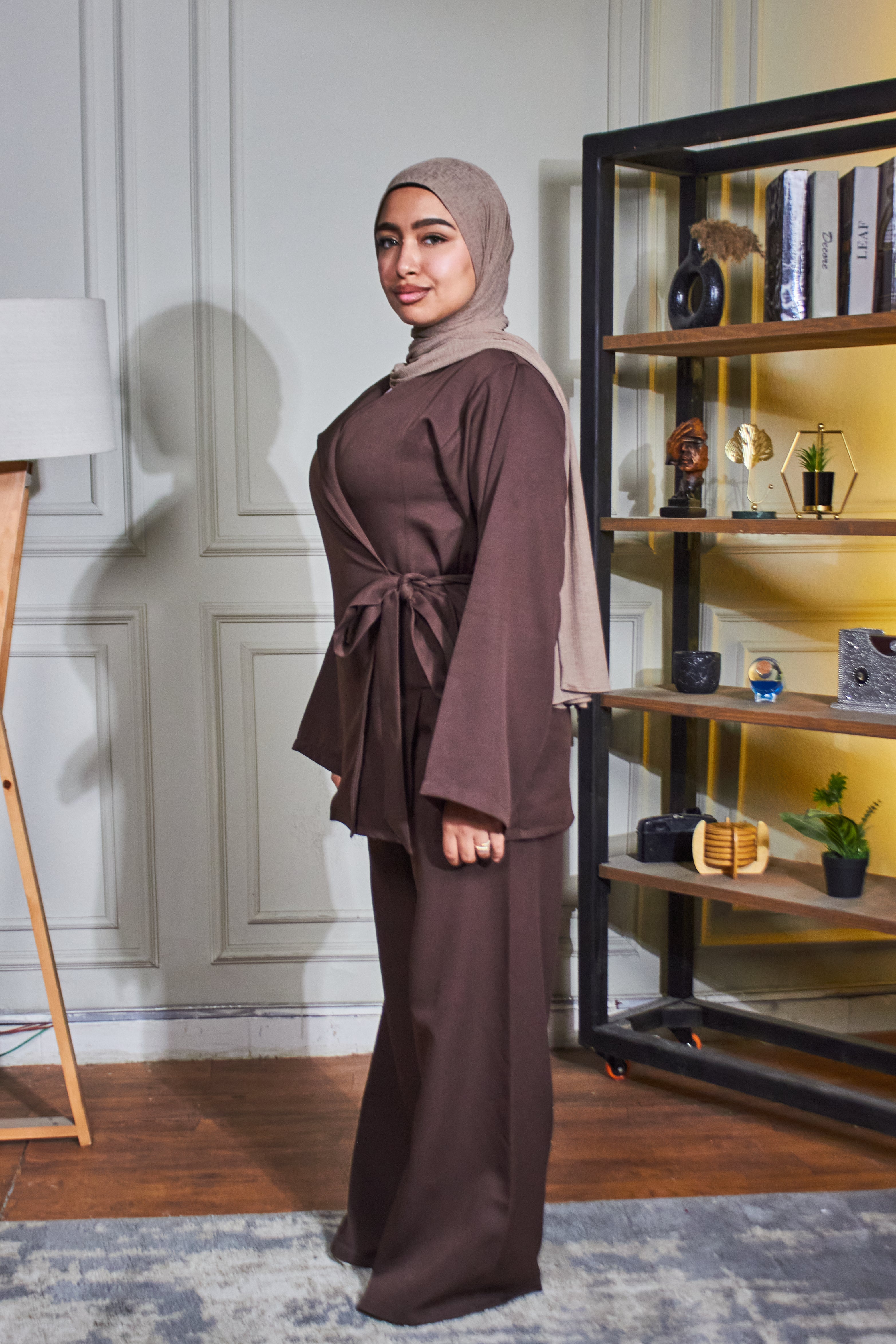 Chocolate Brown Wrap Suit