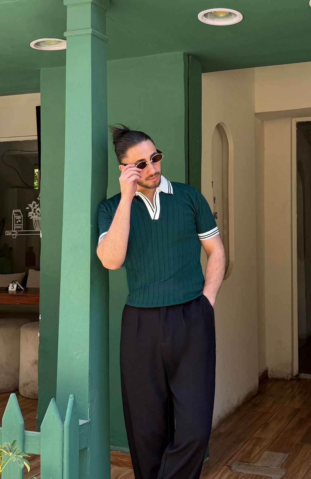 Dark Green Knit Wear T-Shirt