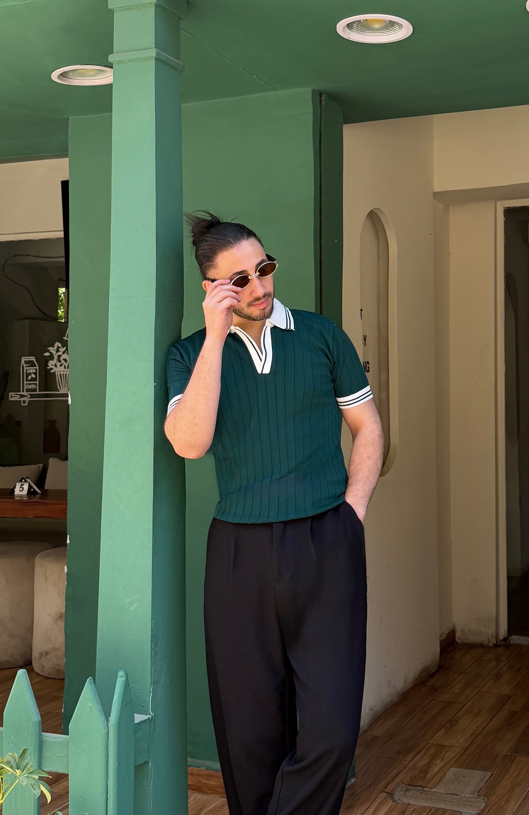 Dark Green Knit Wear T-Shirt