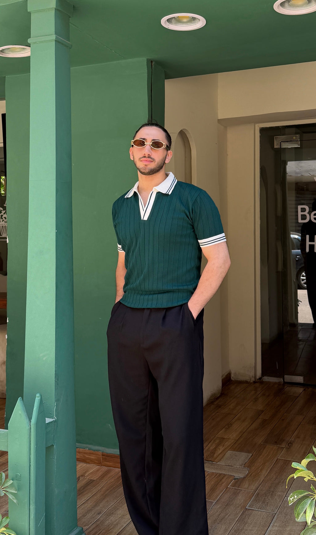 Dark Green Knit Wear T-Shirt