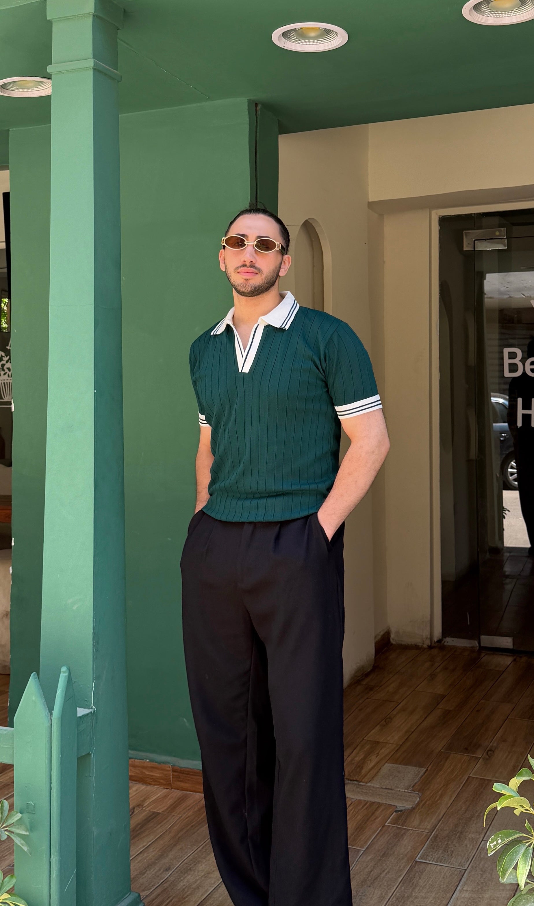 Dark Green Knit Wear T-Shirt