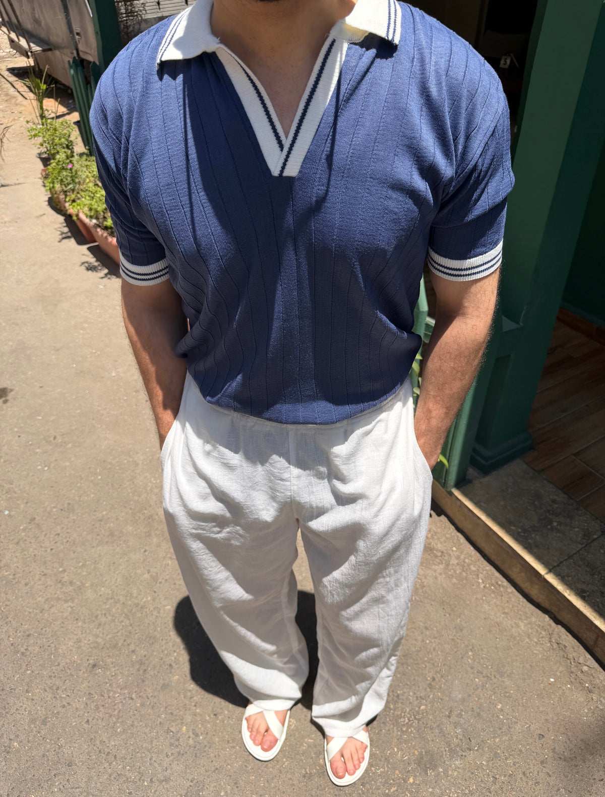 Blue Knit Wear T-Shirt