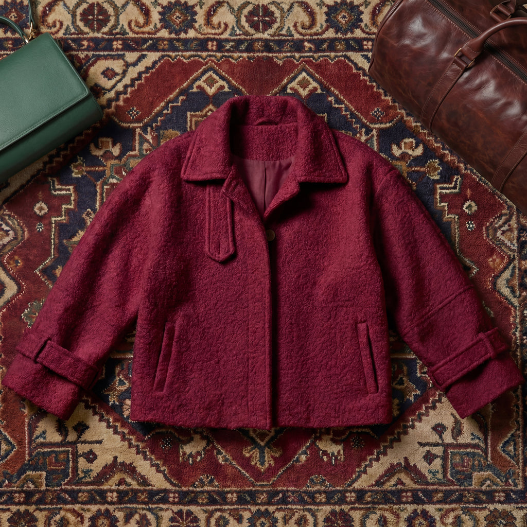 Burgundy Crop Wool Jacket