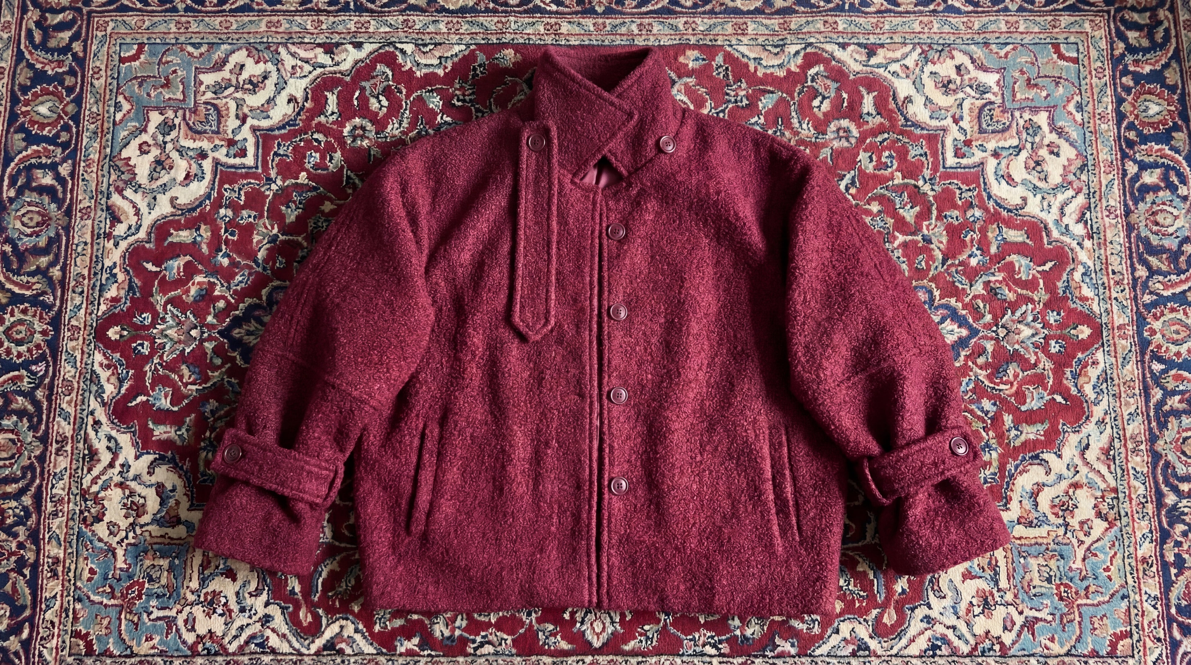 Burgundy Crop Wool Jacket