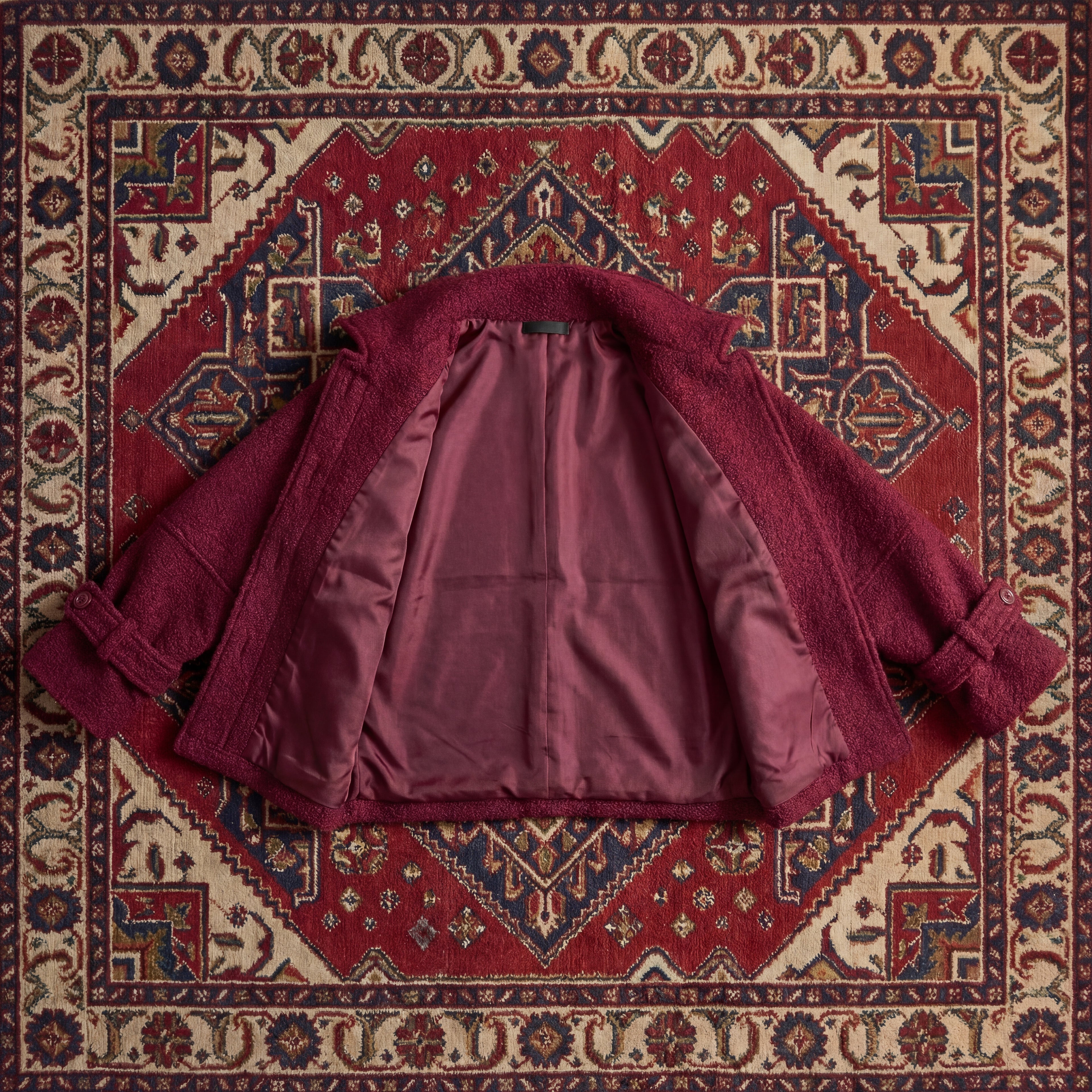 Burgundy Crop Wool Jacket
