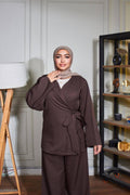 Chocolate Brown Wrap Suit