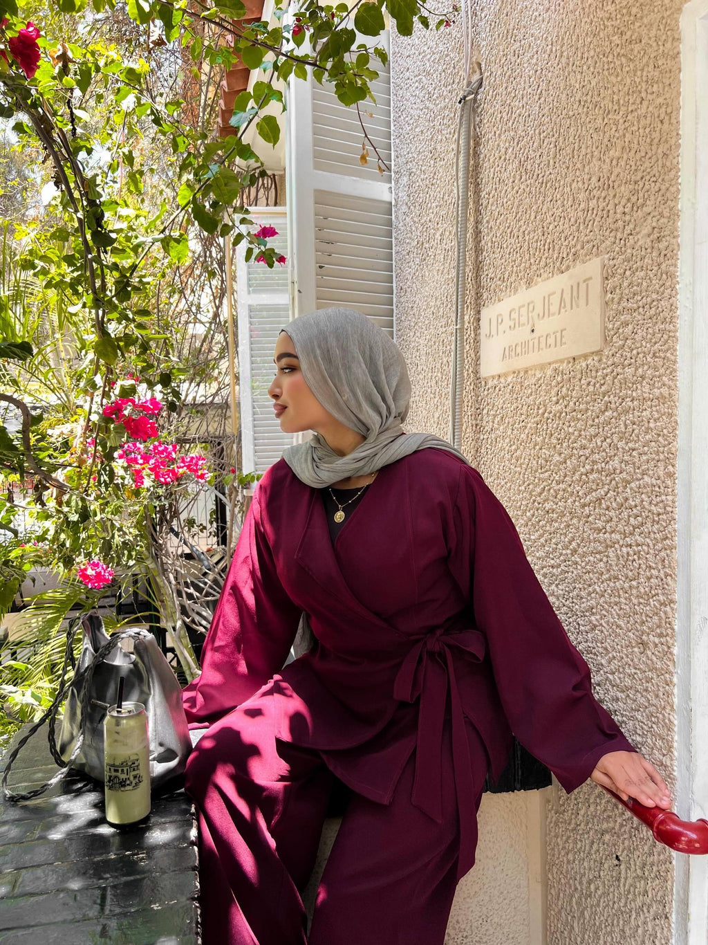 Burgundy Wrap Suit