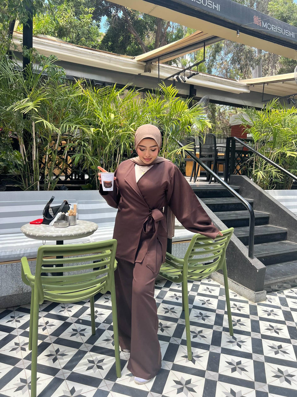 Chocolate Brown Wrap Suit