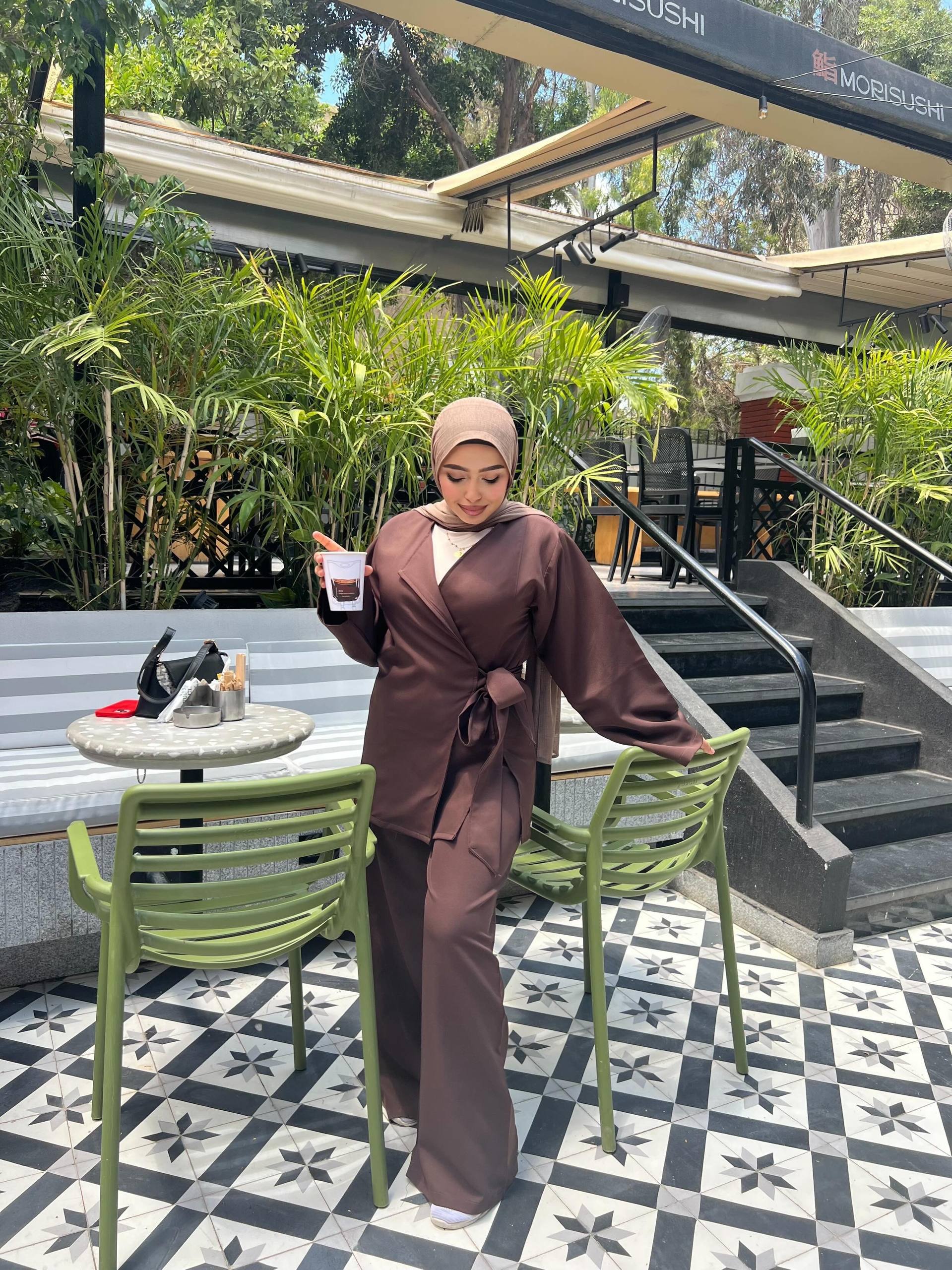 Chocolate Brown Wrap Suit